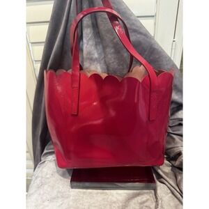 KATE SPADE NY LILY AVENUE‎ SMALL CARRIGAN Patent Leather Scalloped PINK Tote Bag